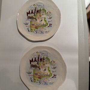 Catstudio Maine Plate The Geography Coll.  10.5" set 2  "The Pine Tree State"